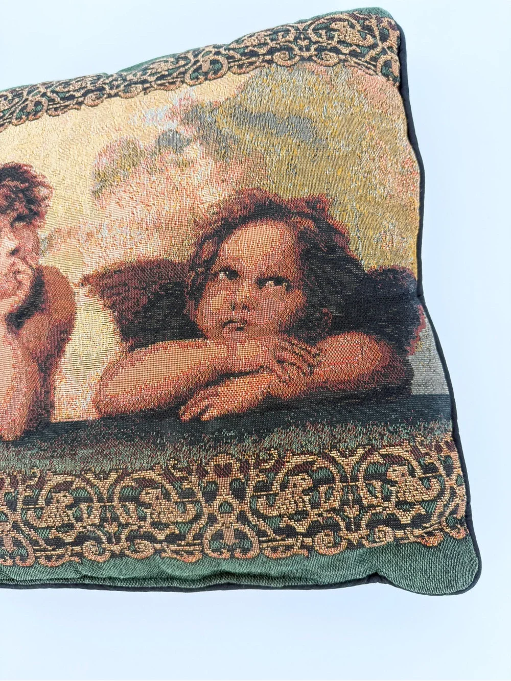 Vintage Raphael Cherubs Tapestry Throw Pillow Renaissance Angels